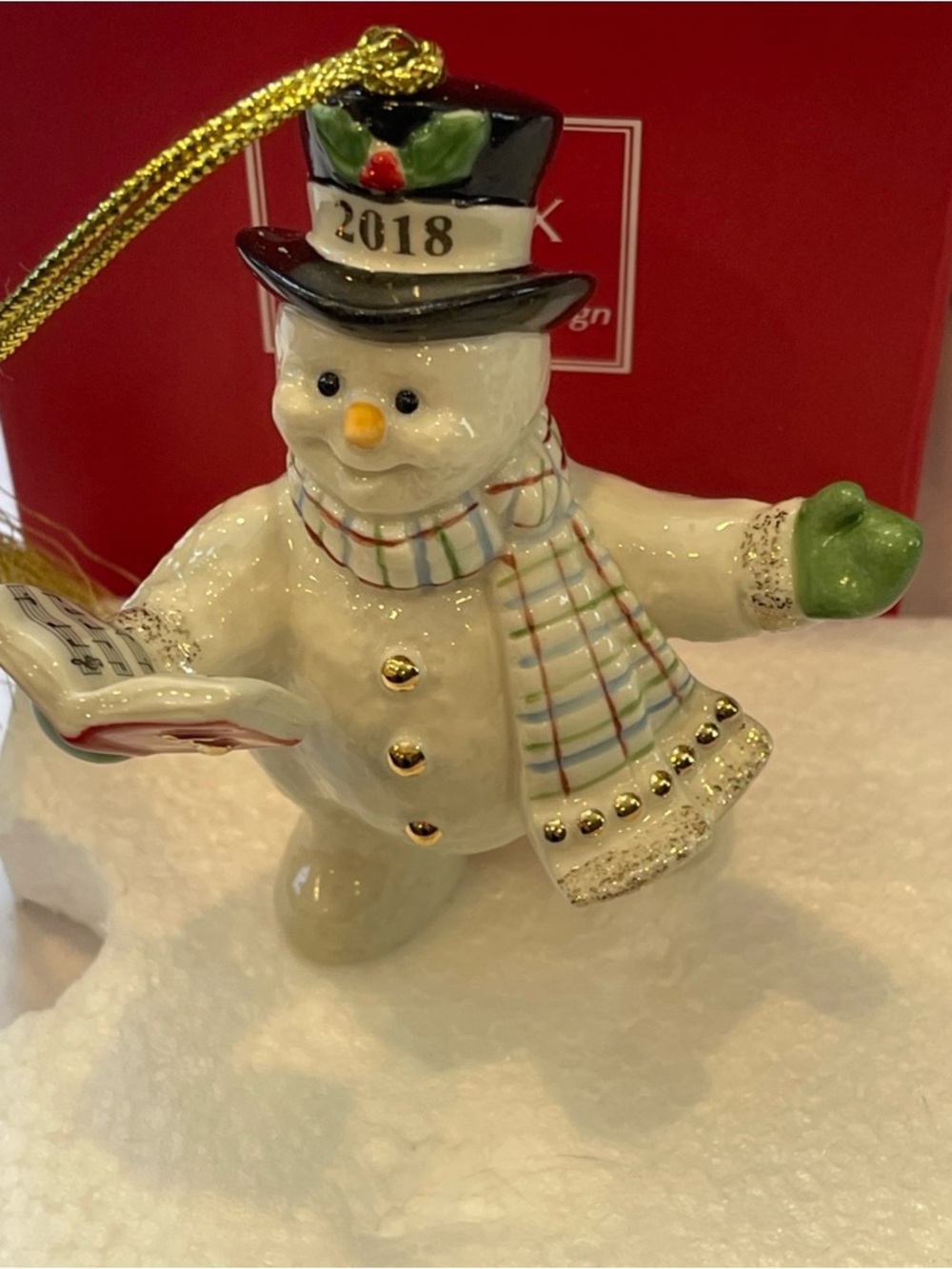 Lenox 2018 Snowman Figurine Ornament Annual Snowy Song Caroling Christmas